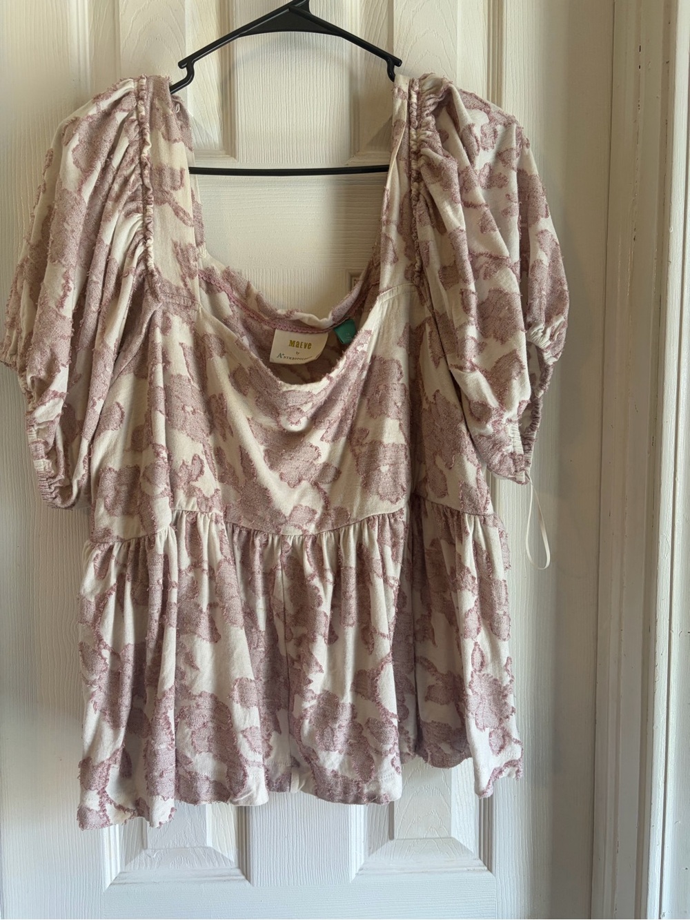 Maeve Cream and Dusty Rose Floral Peasant Blouse
